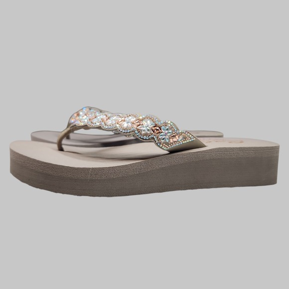 WOMEN`S SKECHERS "CALI" YOGA FOAM FLIP FLOPS SIZE 10 NWOT TAUPE - Picture 2 of 6